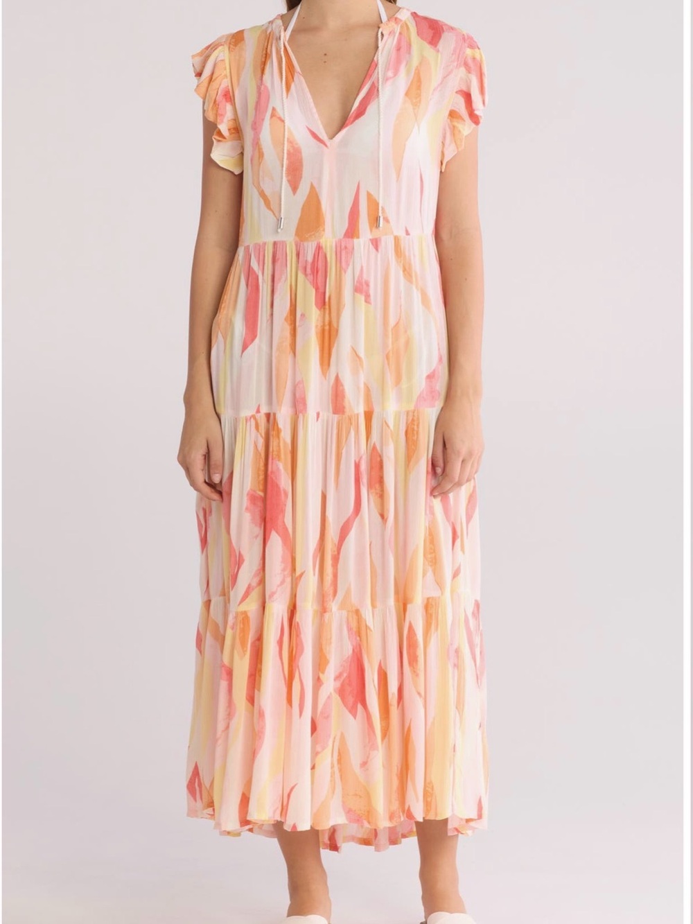 Elan Tiered V-Neck Maxi Dress
